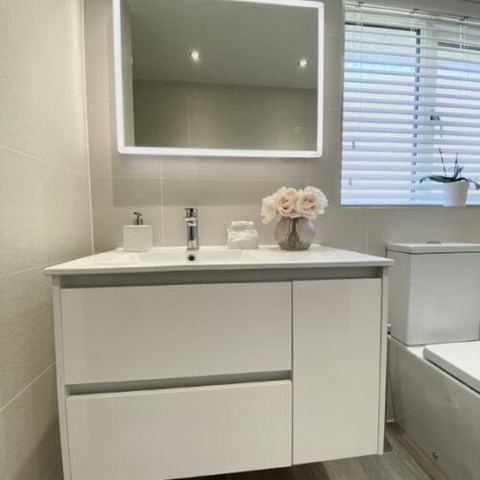 A neutral bathroom built to stay timeless — finished