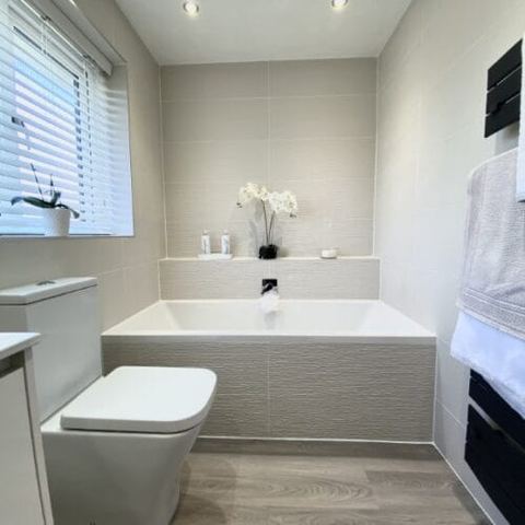 A neutral bathroom built to stay timeless — finished