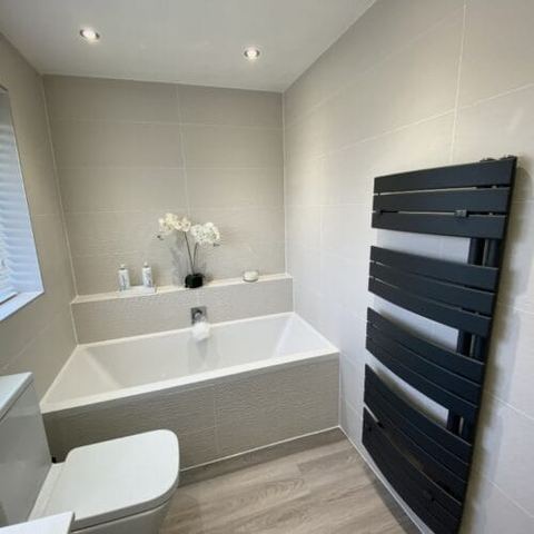 A neutral bathroom built to stay timeless — finished