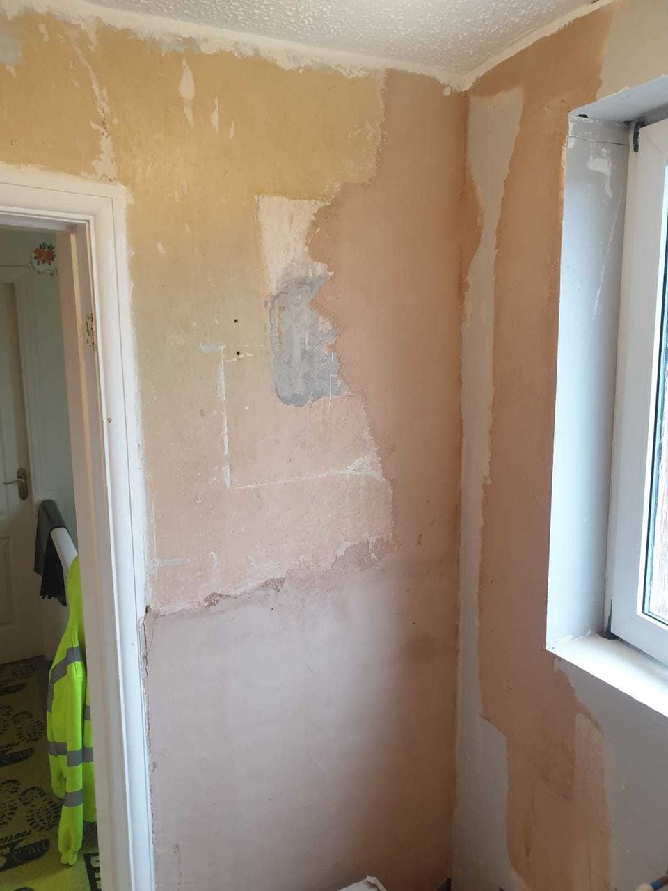 White ceramic tiling to lift a small bathroom — before work started