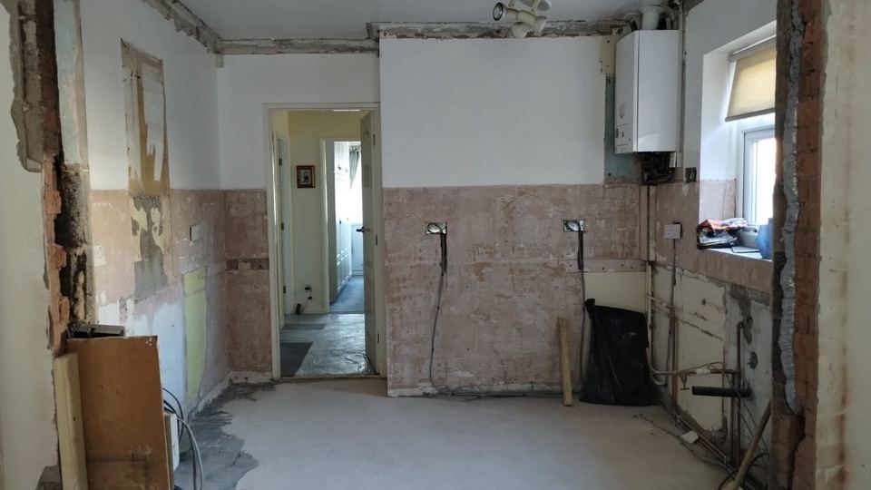 Kitchen transformation with structural alterations — before work started