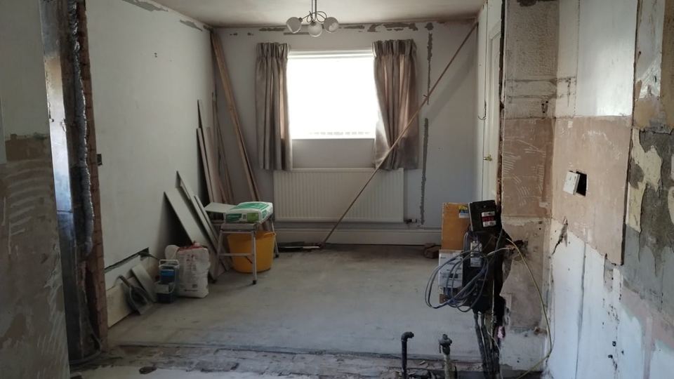 Kitchen transformation with structural alterations — before work started