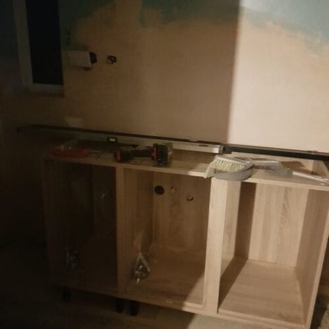 A three-week kitchen renovation, wall to wall — work in progress