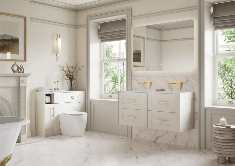 Chiltern fitted run in Contour Porcelain with a marble surround