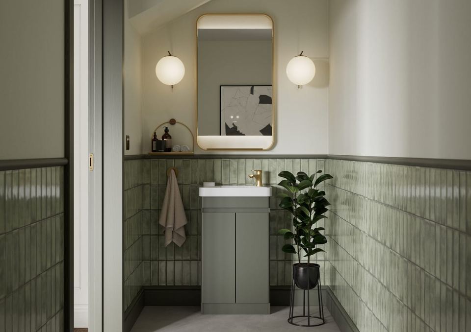 Sora bathroom in Warm Sage