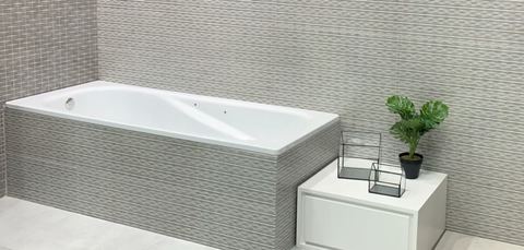 Decor Ambar Gris ceramic tiles fitted in a room, grey, textured & décor