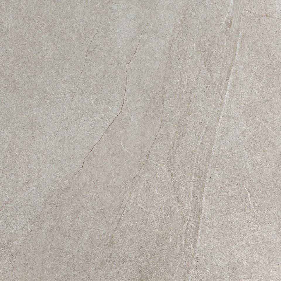 Halley Mud Outdoor porcelain tiles fitted in a room, cream & beige, gloss & polished