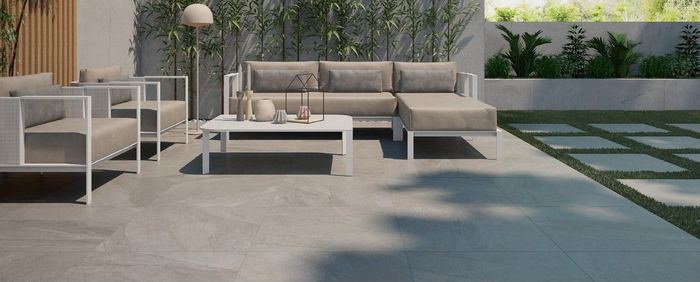 Halley Mud Outdoor tile, 60 x 60 cm, cream & beige