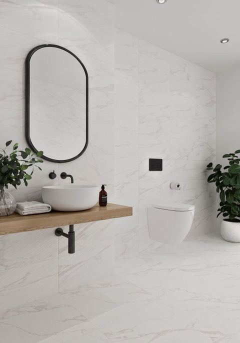 Isis Matt ceramic tiles fitted in a room, marble-effect, matt