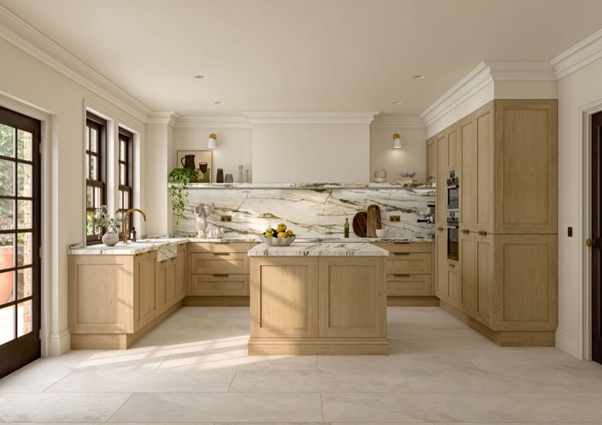 Mornington Shaker kitchen in Oak, full room view