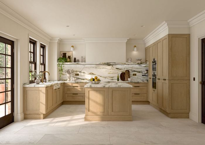 Mornington Shaker kitchen in Oak, full room view