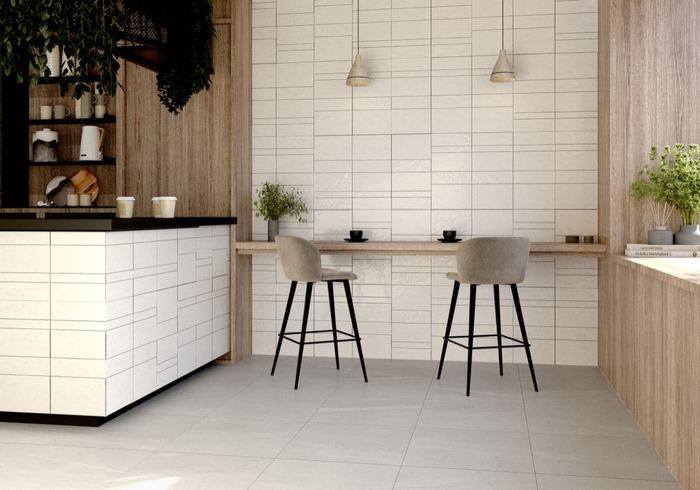 Kian White ceramic tiles fitted in a room, white, gloss & polished