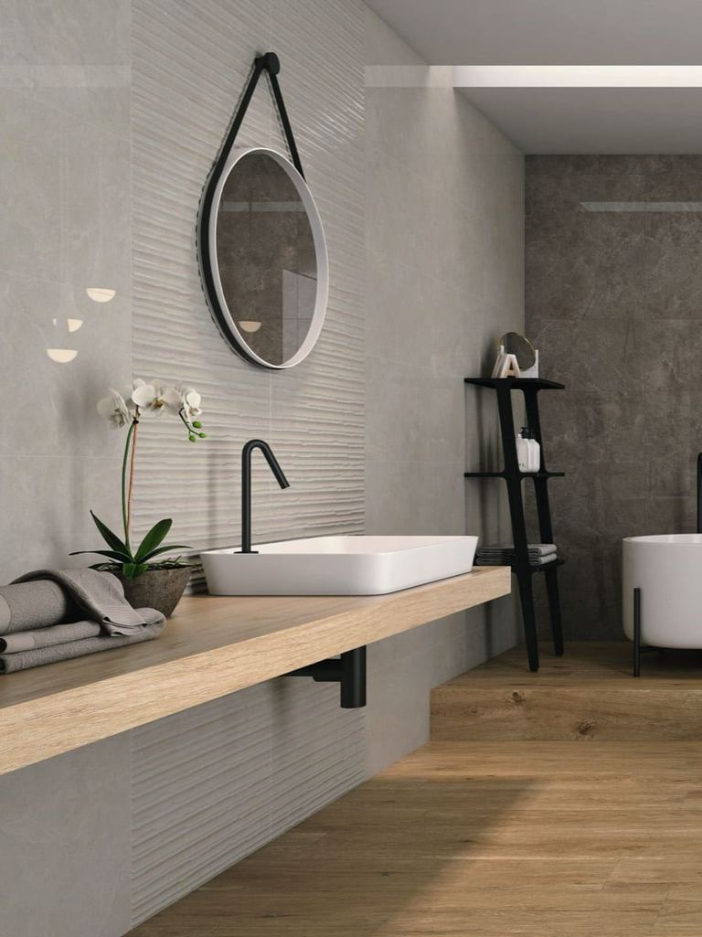 Lao Blanco ceramic tiles fitted in a room, white, gloss & polished