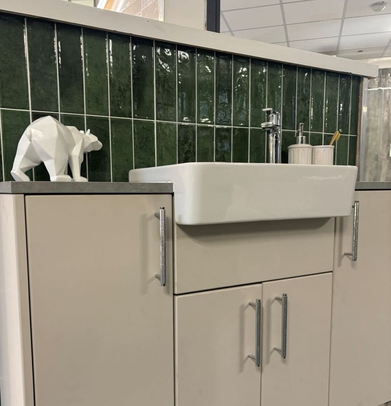 Nexti Emerald ceramic tiles fitted in a room, green, gloss & polished