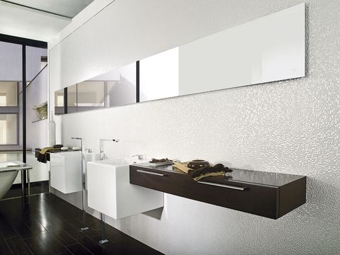 Porcelanosa Cubica Blanco ceramic tiles fitted in a room, white, gloss & polished