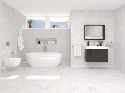 Porcelanosa Image White porcelain tiles fitted in a room, white, gloss & polished