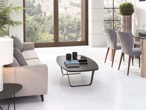Porcelanosa Rivoli porcelain tiles fitted in a room, white, matt