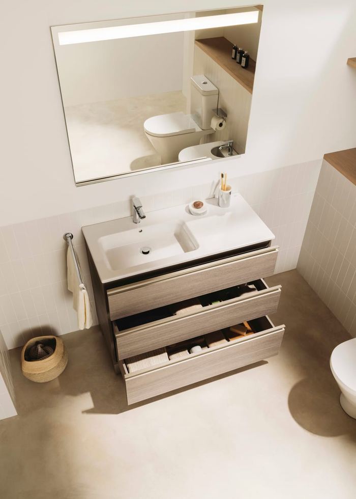 The Gap double basin unit with both drawers open