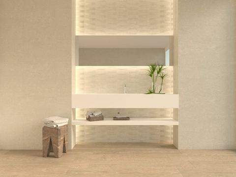 Rodano Natural ceramic tiles fitted in a room, cream & beige, matt