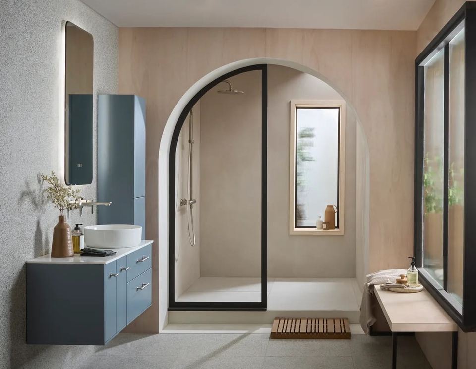 Faber bathroom in Matt Dusk Blue