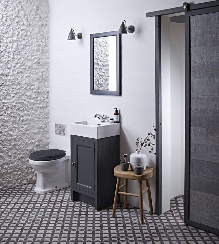 Hampton slim cloakroom unit and WC in Matt Slate Grey