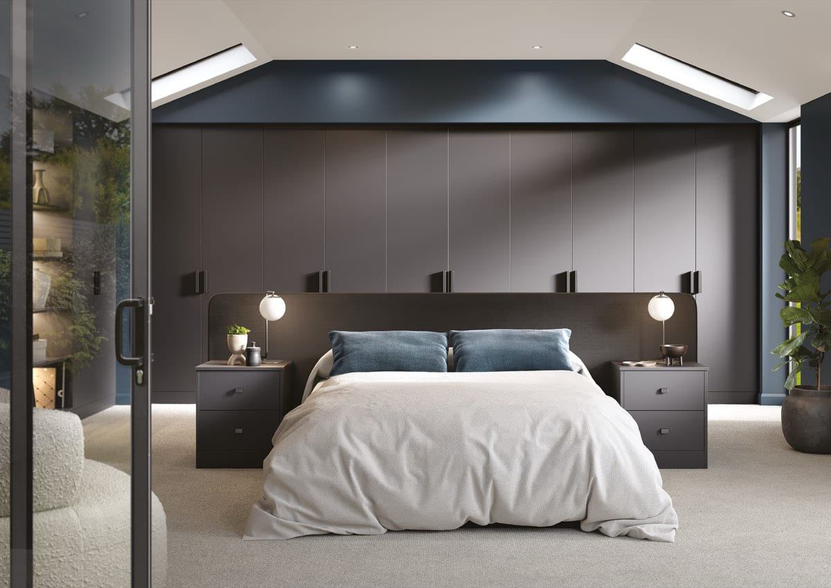 Zola Soft-Matte bedroom in Graphite, full room view