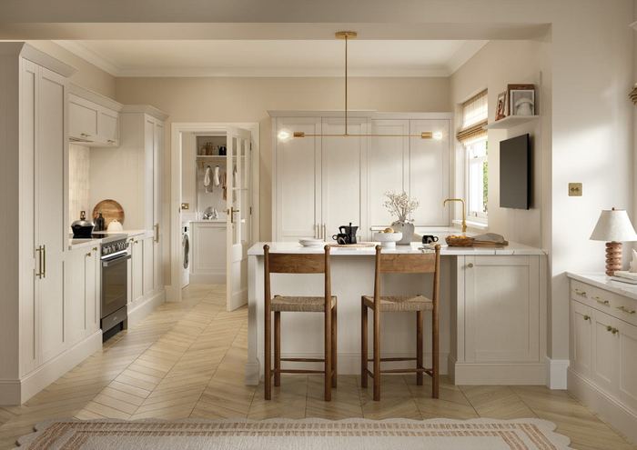 Newcombe kitchen in Taupe Grey, full room view