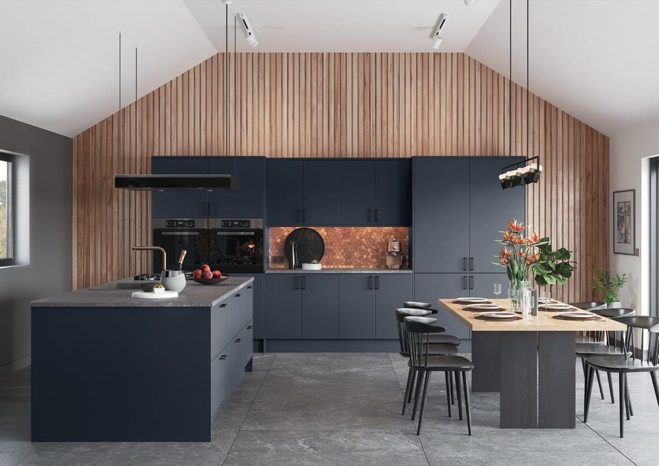 Zola Matte kitchen in Slate Blue