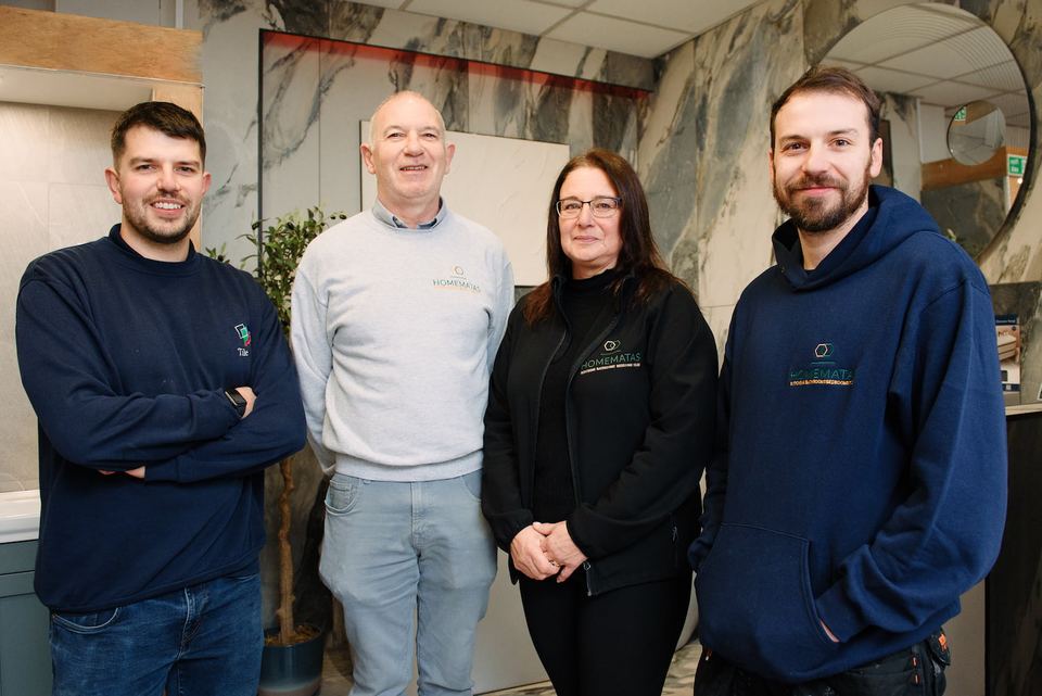 The Homematas family team in the showroom
