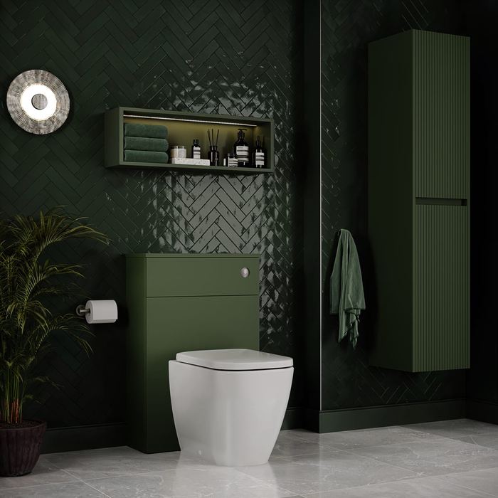 Stratto tall unit and matching WC unit in Tuscan Green