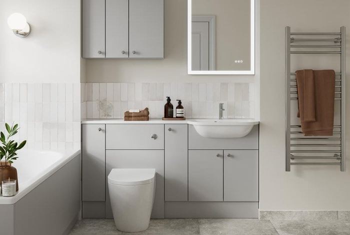 Aston fitted run in Matt Grey with a heated towel rail