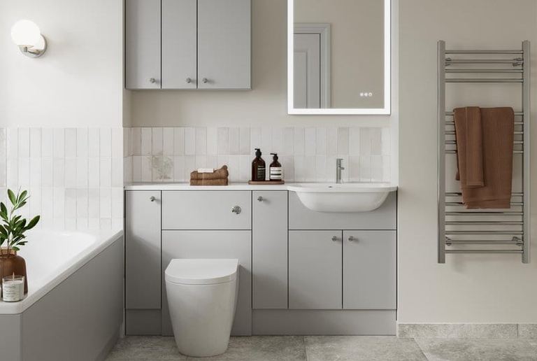 Aston fitted run in Matt Grey with a heated towel rail
