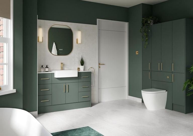 Bourton fitted furniture in Evergreen with a panelled door