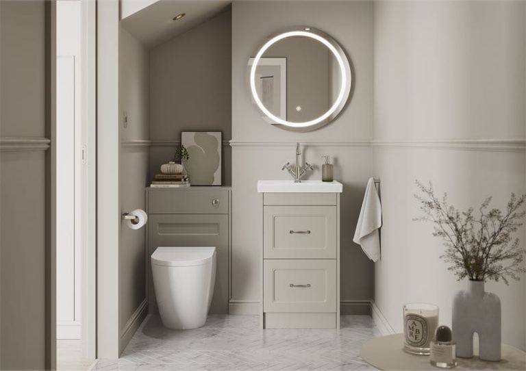 Buckland floor-standing unit in Cashmere with a WC