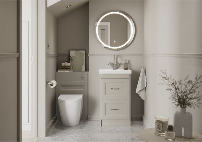 Buckland floor-standing unit in Cashmere with a WC