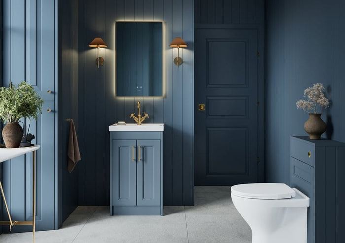 Buckland units in Muted Blue in a panelled room