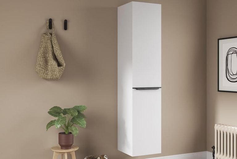 Oakley tall unit in Silk White