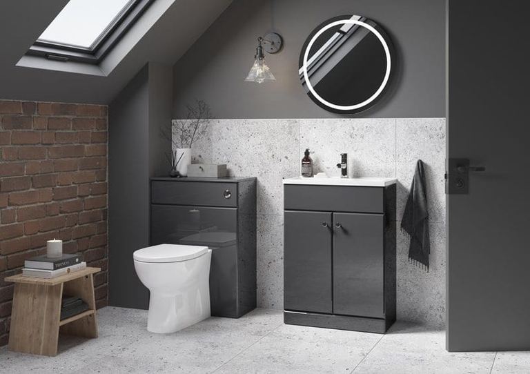 Radway units in Urban Gloss in a loft bathroom