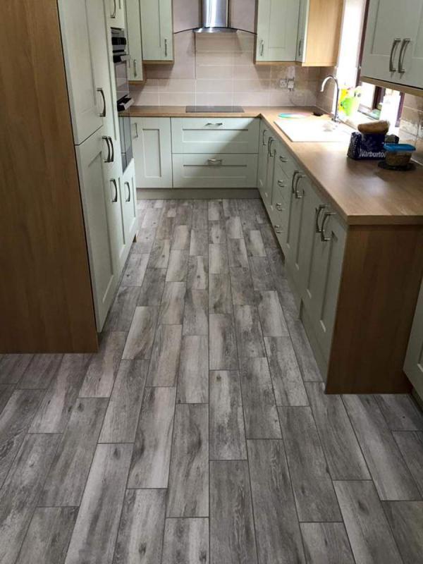 A newly laid kitchen floor