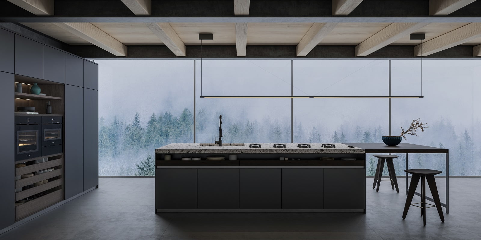 Architecture Beams Ceiling Cgi Concrete Dark Design Floor Fog